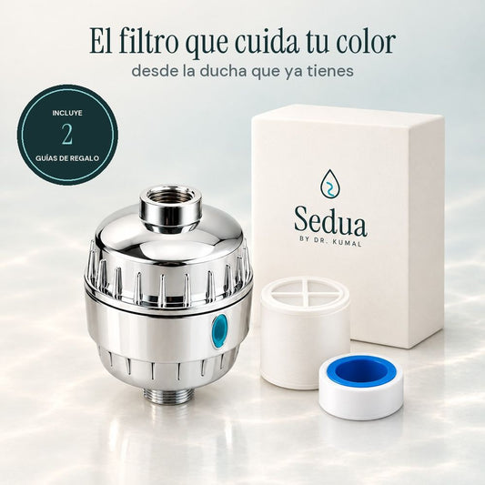 Sedua, filtro de ducha, con su cartucho, cinta de teflón, caja y 2 guías de regalo